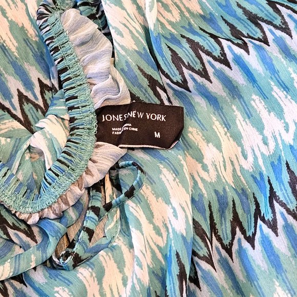 JONES NEW YORK, Teal Boho print tunic top with long sleeves - Picture 11 of 12